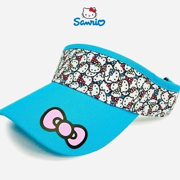 Hello Kitty Accessories - Hello kitty blue W/ pink bow girls visor hat women + girls
